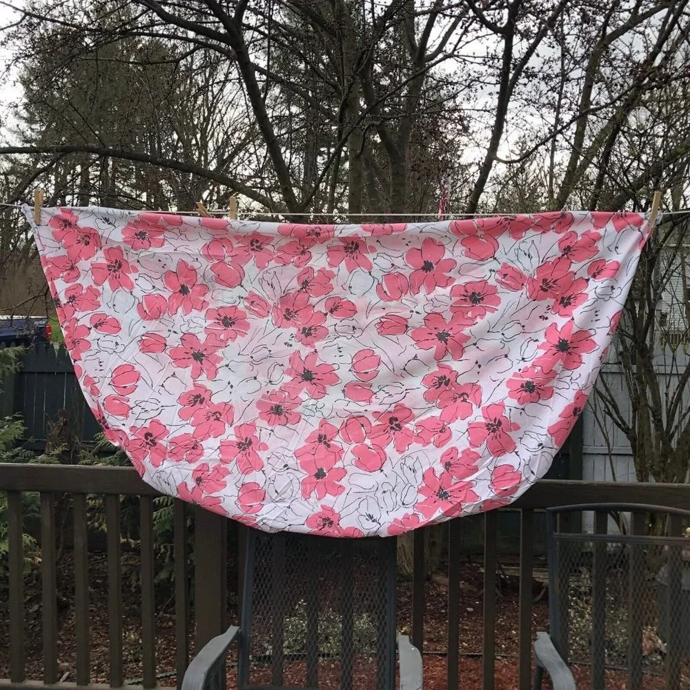 Vintage Vera Neumann Burlington Sheet Set Full Size Pink Poppy Tulips Flowers